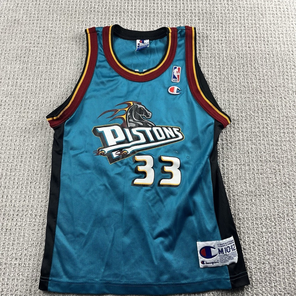 Vintage Champion Detroit Pistons Grant Hill Jersey Teal Size Boys Youth M 10-12